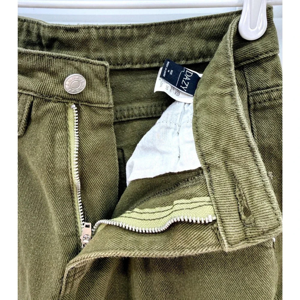 Dazy Olive Green Cotton High Rise Tapered Mom Jeans Sz M Utility Gorpcore‎ Y2K